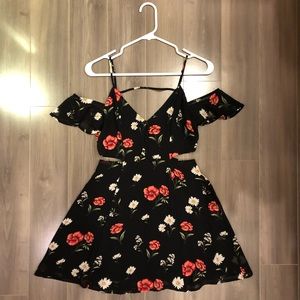 Flirty Floral Mini Dress with Cut-out Waist